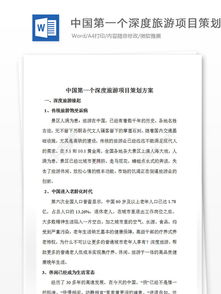 中国首个深度旅游项目策划方案与行业分析报告免费获取指南